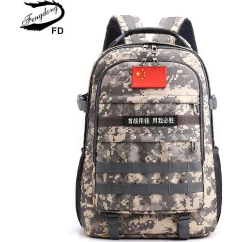 Fengdong Teenage school backpack for boy large camouflage bookbag high school bags boys sport backpack USB port earphone jack