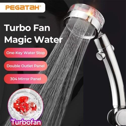 Shower Head Water Saving Flow 360 Degrees Rotating With PP Cotton Small Fan Rain High Pressure spray Nozzle Bathroom Accessories