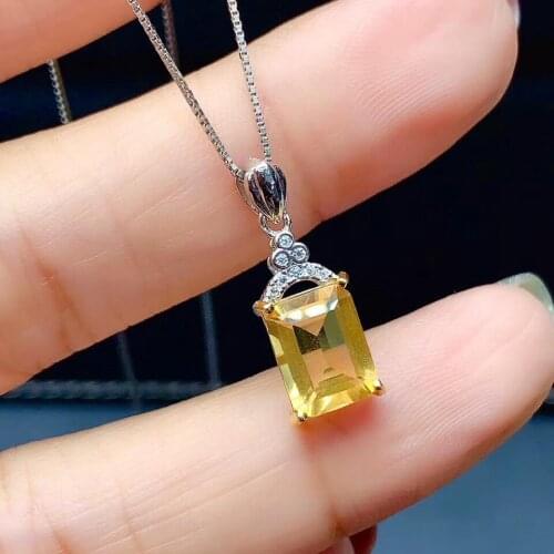 High Pure 100% Natural and Real Citrine Pendant Fahsion Citrine Necklace 925 Sterling Silver Pendant
