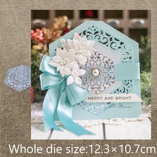 New Design Craft Metal Cutting Die die cuts hexagon lace frame decoration scrapbook Album Paper Card Craft Embossing die cuts