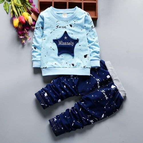 2019 new Spring and summer Cotton products Boys and girls Long sleeves and pants suit 2 pieces Childrens suits Kids Set