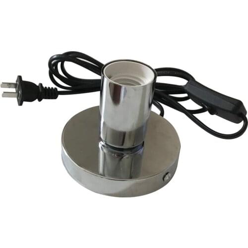 Polished Metal Desktop Lamp Base 180cm Cord E27 E26 Base Holder with on/off Switch, EU US Plug in Screw Base for Table Lamp