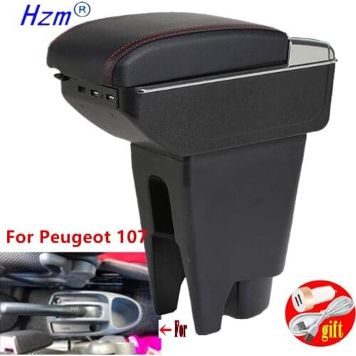 For Peugeot 107 Armrest box Interior Parts special Retrofit parts Car Armrest Center Storage box USB LED