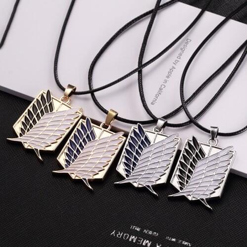 Hot Anime Attack on Titan Pendant Necklace Scoating Legion Badge Jiyuu No Tsubasa Necklace Cosplay Eren Jager Mikasa Ackerma