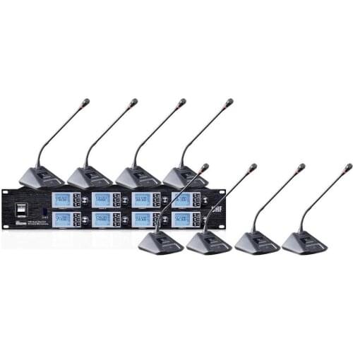 Bolymic Professional Conference System, Vocal Microphone 8 Channel Gooseneck Condenser Microphone Wireless