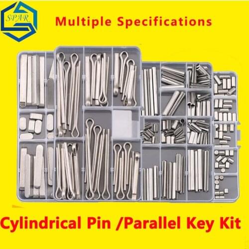 Pin Flat Bar Split Spring Dowel Tension Roll Pin, Cylindrical Dowel Pin Split Pins Combination Set/Kit 304Stainless Steel