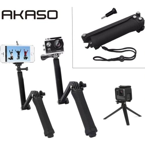 AKASO Handheld Tripod Selfie Stick 3 in 1 Extendable Monopod Selfie Stick Tripod for iPhone 8 Samsung for AKASO Sport Camera