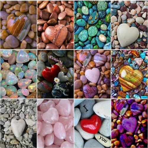 RUOPOTY 60x75cm Frame Paint By Number For Adults heart stone Landscape Picture By Numbers Acrylic Paint On Canvas Home Decors