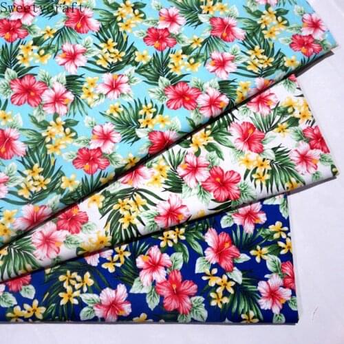 Flower Leaves Printed Twill Fabric Cotton By the Meter For Sewing Baby Dress Bed Sheet Patchwork Cloth hometextile 160x100cm