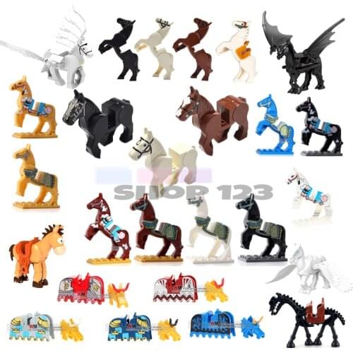 War horse series Medieval soldiers Saddle Accessories weapons Sword Shield Compatible Figures Building Block Toys For Children