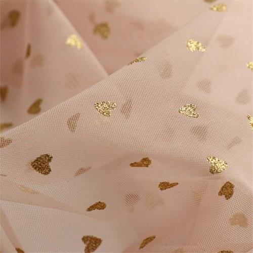 Mesh Fabric Love Bronzing Glitter Lace Fabric Wedding Veil Dress Skirt Background Cloth Curtain Handmade Diy Sewing Accessories