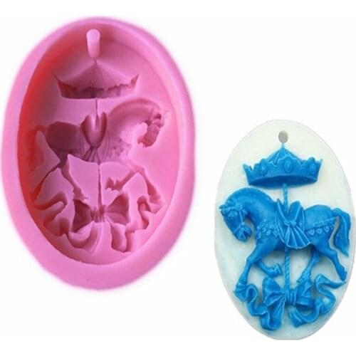 3D Carousel Horse Silicone Cake Decorating Mold Tools Sugar Candy Chocolate Cake Molds Fondant Decoration Baking Easter Decor