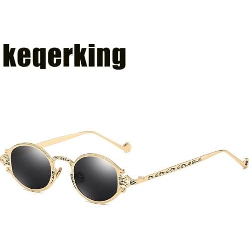 Sunglasses Square Small Retro Gothic Steampunk Oval Sun Glasses Vintage Carved Punk Shades For Women Rave Party Ladies Glassess