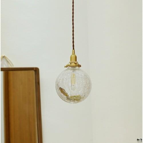Glass Ball LED Pendant Light Vintage Bedroom Lamp Nordic Loft Decor Industrial Hanging Lights Copper Home Lighting Fixtures