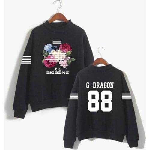 Kpop Bigbang Bangtan Turtleneck Sweatshirts korean harajuku Hoodies Sweatshirt moletom feminino Fashion Tracksuit Tops plus size