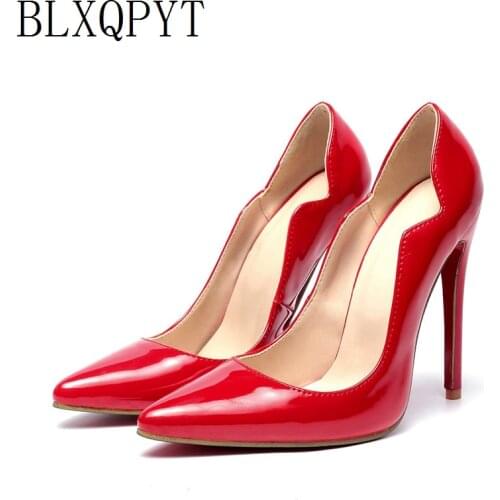 BLXQPYT Super Size 34-52 Patent Leather Pumps Fashion Office Women Sexy High Heels(12cm) Womens Wedding Shoes woman Party 116