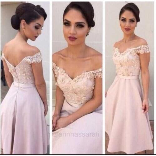 Gorgeous abendkleider V Neckline Lace Appliqued party Prom gown short cheap vestido de noiva 2018 bridesmaid dresses