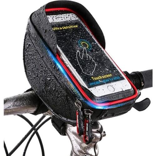 Bike Phone Bags Waterproof Front Frame Top Tube Handlebar Bags with Touch Screen Phone Holder Case Sports Bicycle Storage Bag