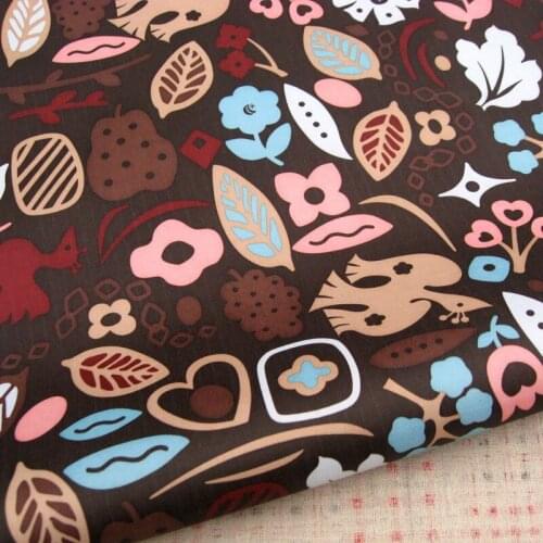 140cmx50cm PVC coated waterproof fabric - Bird and Flower - Deep Brown