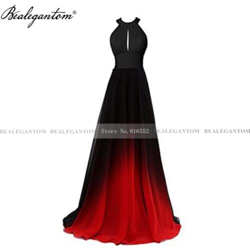 Elegant Chiffon Halter Long Gradient Prom Dresses 2021 A-Line Lace Up Ombre Sparkle Evening Party Gowns Robes De Soiree