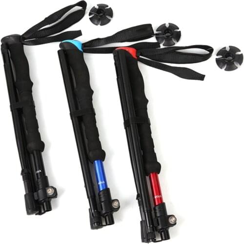 1.3M Anti Shock Walking Stick Aluminum Outdoor Trekking Poles Ultralight Alpenstock 4 Joints Adjustable Foldable Hiking Stick