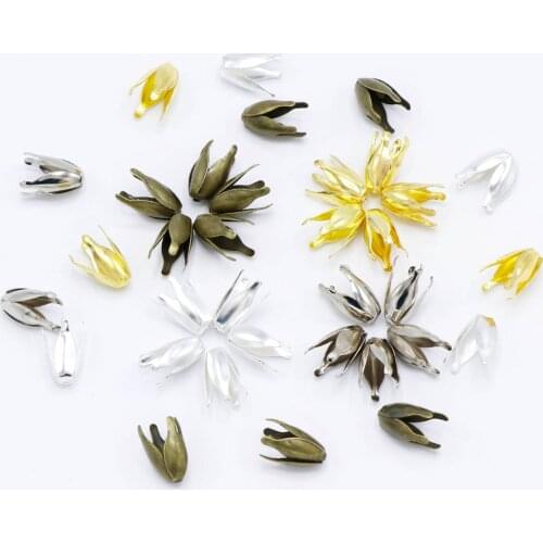 50pc 13mm Silver Gold Antique Metal Filigree Petal Bead Caps Findings Bulk End Spacer Charms Bead Cap For Jewelry Making