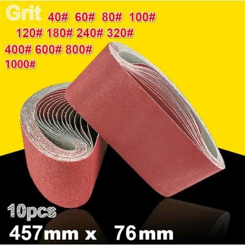 10Pcs 76*457mm Abrasive Sanding Belts 40-1000 Grits Abrasive Bands for Sander Power Tools