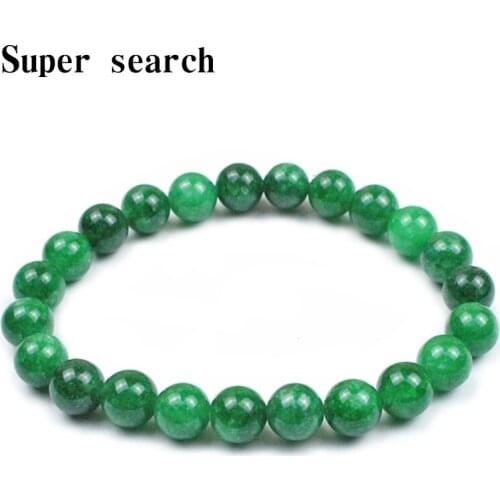 Natural Green Chalcedony Round stone beads bracelets for women round beads bracelet with vintage jewelry gift