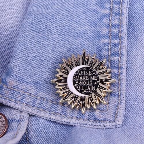 Make Me Your Villain enamel pin sunburst and eclipse brooch