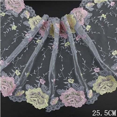 1Yard Bilateral Lace Ribbon Fabric Flowers Edge DIY Handmade Crafts Sewing Apparel Sofa Curtain Lace Trimming Material