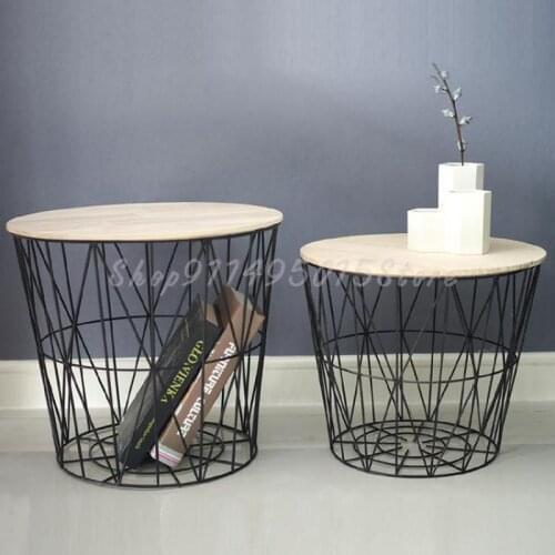 Ins Nordic Iron Art With Lid Dirty Clothes Hamper Clothing Finishing Storage Basket Multifunctional Coffee Table Table Stool