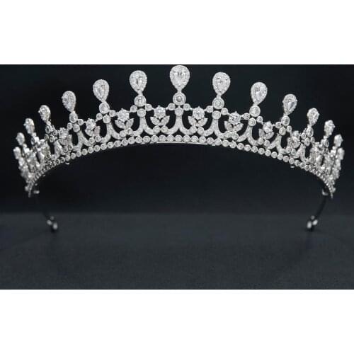 Cubic Zirconia Royal Tiara for Wedding,Crystal Princess Tiaras Crown for Bride Hair Jewelry CH10379