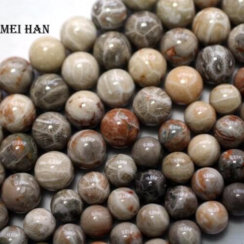 Meihan Wholesale natural 8mm 10mm 12mm grey Chrysanthemum stone round loose beads for jewelry making design DIY