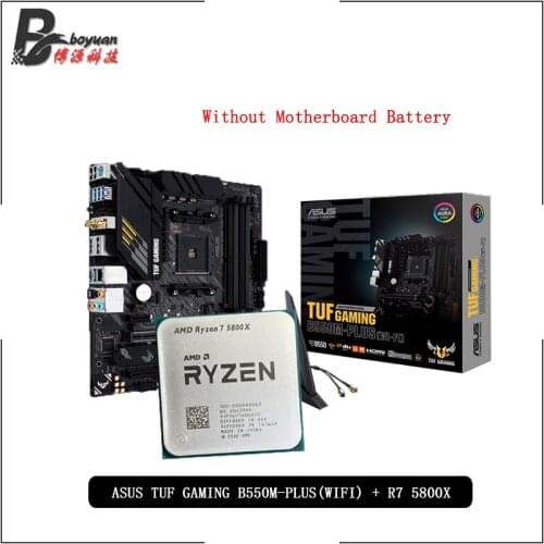 AMD Ryzen 7 5800X R7 5800X CPU + ASUS TUF GAMING B550M PLUS (WI-FI) Motherboard Suit Socket AM4 All new but without cooler