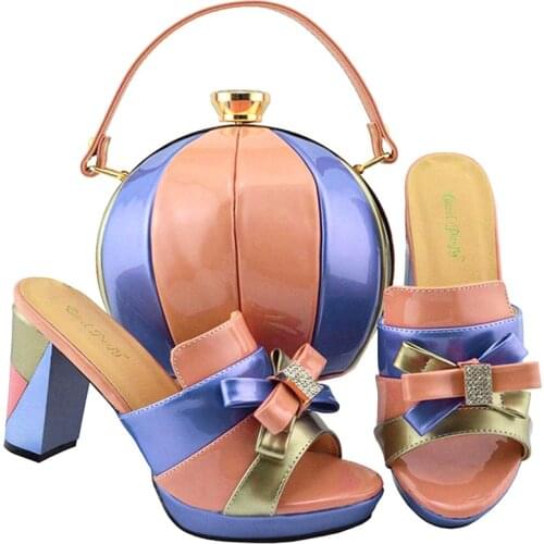 Fashion African Wedding Shoe and Bag Sets Women Matching Shoes and Bag Set Italian Style Shoes Heels