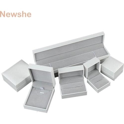 Newshe High Quality White PU Leather Velvet Gift Box For Jewelry Packaging Wholesale Customer-make Logo Service
