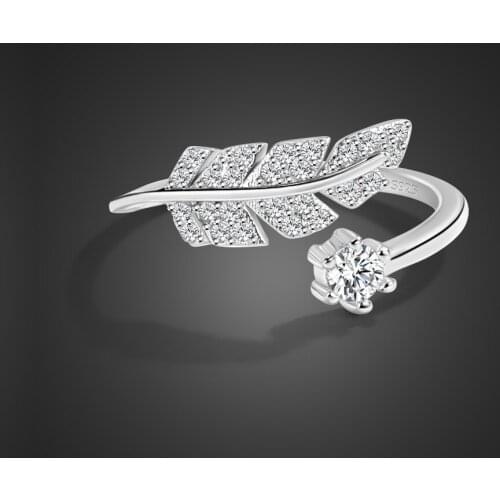 New Leaves Rings 100% 925 Sterling Silver For Women Elegant Luxury Jewelry Wedding Adjustable Ring High Quality Fashion