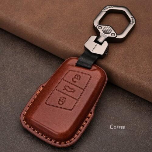 New Leather Key Cover Remote Case Shell For Volkswagen VW PASSAT B8 Skoda Kodiaq Superb A7