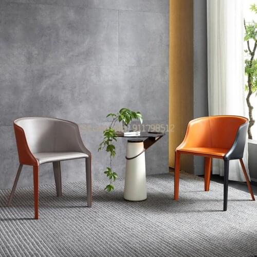 Nordic dining chair home backrest saddle leather dining chair light luxury simple dining table stool desk chair net red makeup