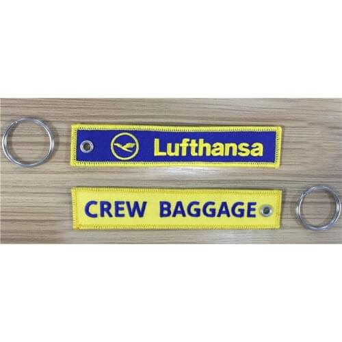 Lufthansa Crew Baggage Personalized Embroidered Key Chains 130x25mm 100pcs lot
