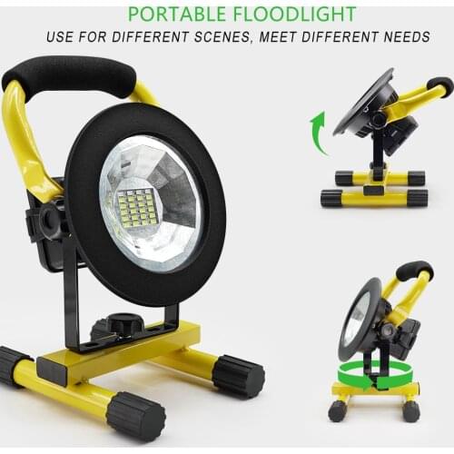 30W Rechargeable Spotlight Waterproof IP65 Floodlights Led Lights Movable Camping Flood light Battery Powered Work Lamp