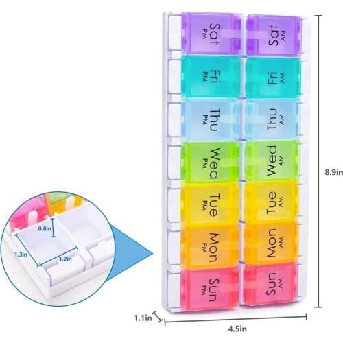 Rainbow 7 Days Weekly Pill Box for Travel Easy Carry Mini 7 Tablet Storage Vitamin Container