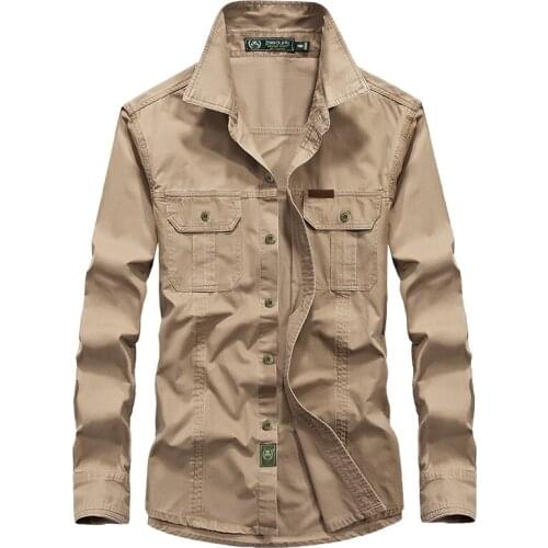 New design mens outdoor slim tooling shirt cotton wash long sleeve military tactical mens shirt army green khaki