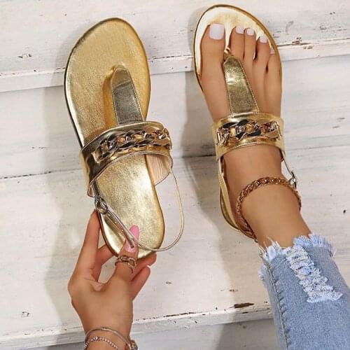 New Summer Fashion Design Ladies Sandals Chain Roman Ladies Sandals Open Toe Shoes Comfy Soft 35-43