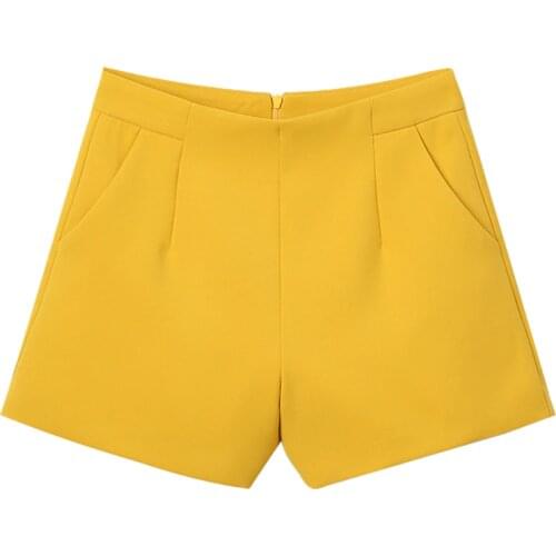 Summer Casual Womens Female Yellow Black High Waist Wide Leg Shorts , 2019 Korea Fashion Lady Women 2019 Ginger Shorts