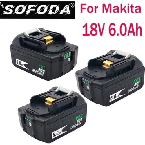 3PCS Latest Version BL1860 18V 6.0Ah Lithium Power Tools Replacement Battery for Makita BL1830 BL1840 BL1850 Balance Charging