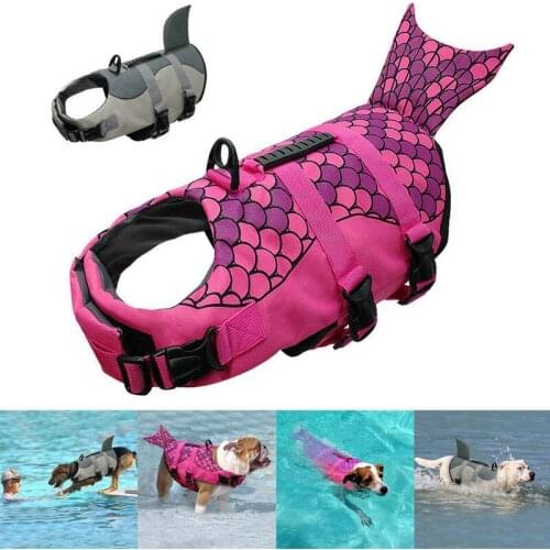 Shark dog mermaid life jacket, summer dog life jacket, reflective pet clothes, swimming vest