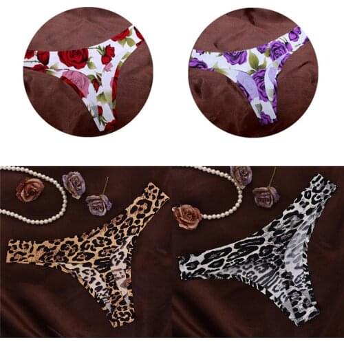 New Leopard Rose Sexy Women Cotton G String Thongs Low Waist Sexy T Panties Flower Briefs Ladies Seamless Tanga Underwear