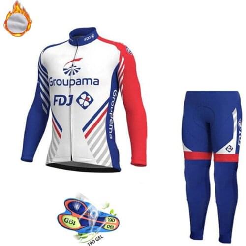 Warm Winter Thermal Fleece Cycling Clothes Bib Pants Set Mountain Cycling Clothes Suits Breathable Long Sleeve Bike Jersey Set