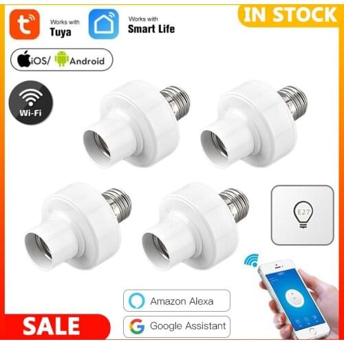 Tuya WiFi Smart Bulb Socket Adapter LED Lamp Holder Base E27 E26 Wireless Voice Control Works With Alexa Google Home
